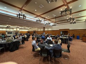 Large room with tables for dinner